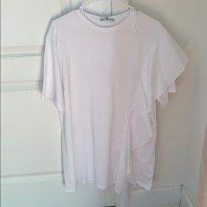 ZARA White Ruffle TShirt Dress